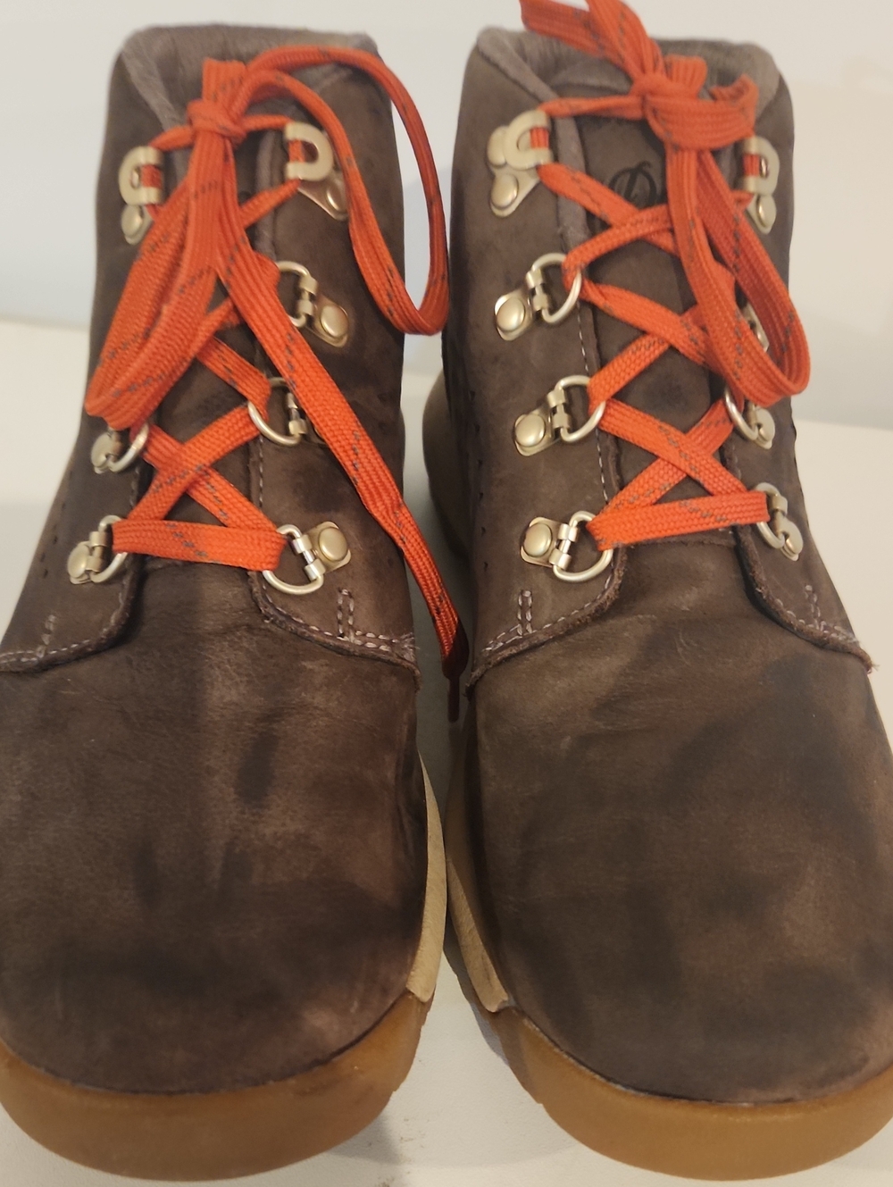 Danner Womens Brown Nubuck Casual Boots with Orange Laces